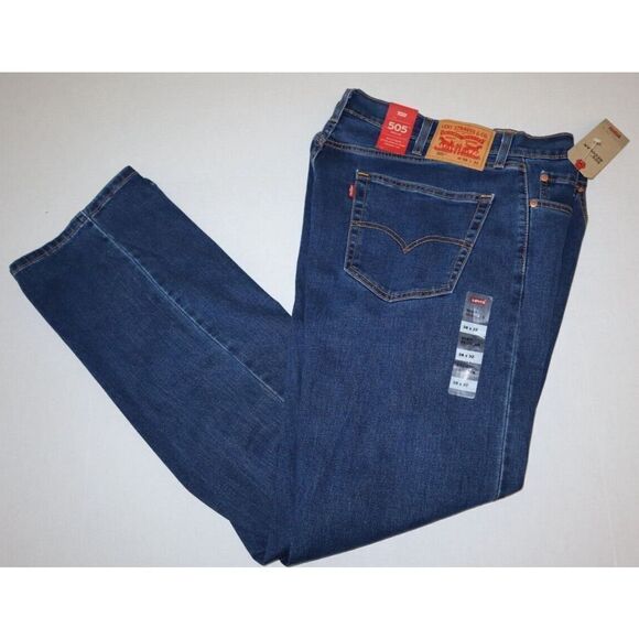 Levi's 505 Men's Sz 38x32 Blue Regular Fit Straight Leg Denim Jeans $70 - Picture 6 of 7
